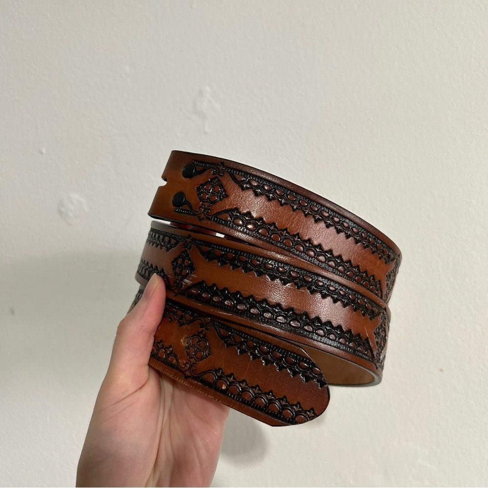 Top Grain Cowhide Brown Leather Belt 36 Western Rodeo Cowboy
